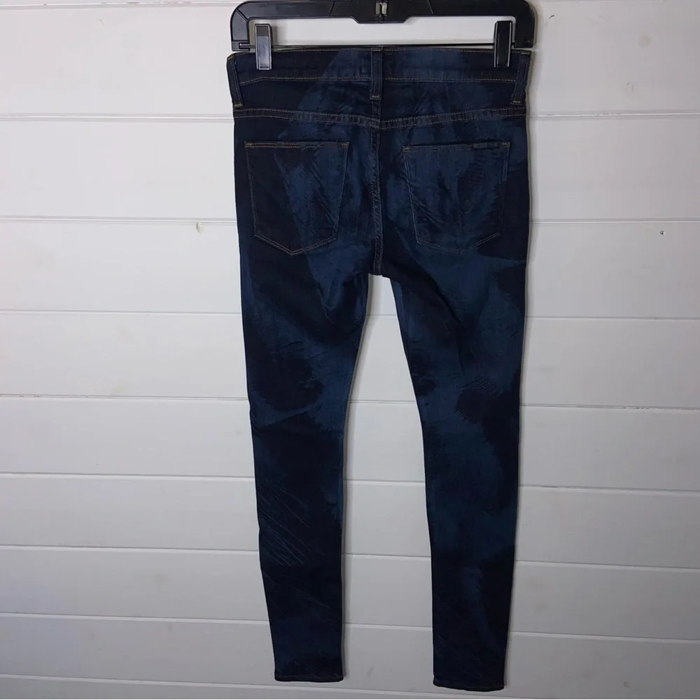 Hudson Jeans Size 25 Nico Super Skinny Midrise Denim Unique Dark Blue Wash Out